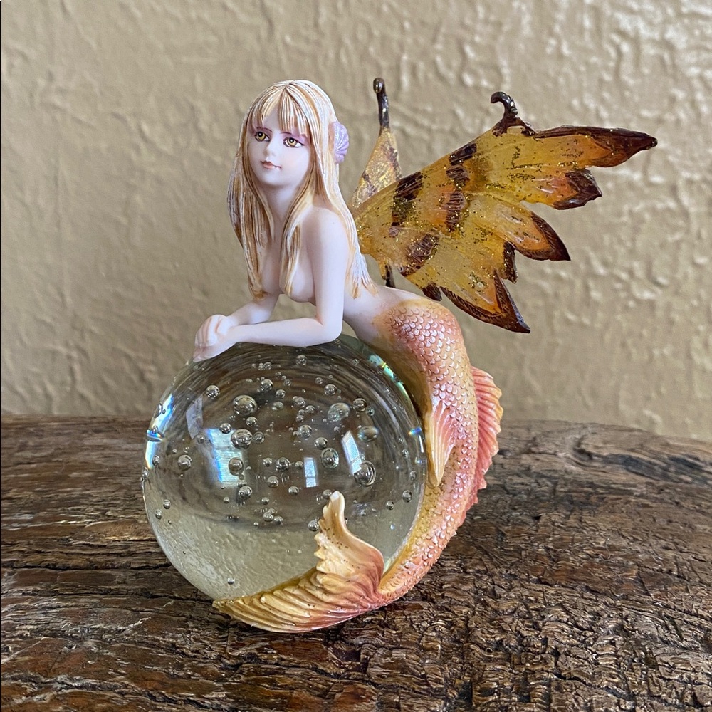 🧜‍♀️Rare Vintage🧜‍♀️Mermaid Fairy On Glass Ball - Picture 15 of 15